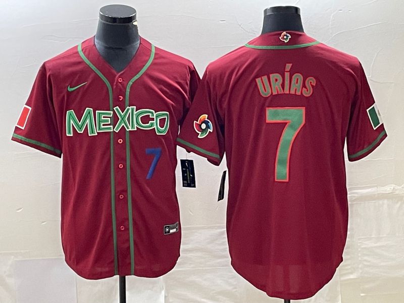 Men 2023 World Cub Mexico #7 Urias Red green Nike MLB Jersey7->more jerseys->MLB Jersey